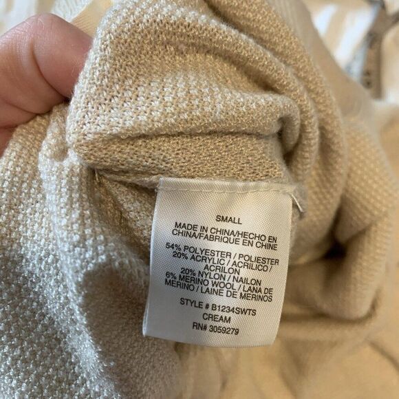 thread supply Womens Solid Cream Beige Knit Wide Leg Knit Pants Small - Picture 5 of 5